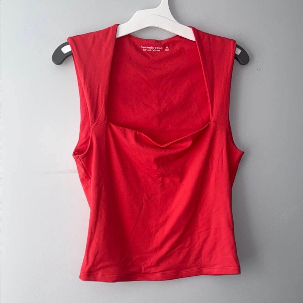 Abercrombie & Fitch Red Square-Neck Sleeveless Tank